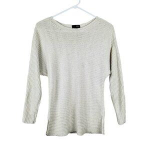a.n.a. Sparkle Sweater Pull Over Top Womens Size M Cream Open Knit Dolman